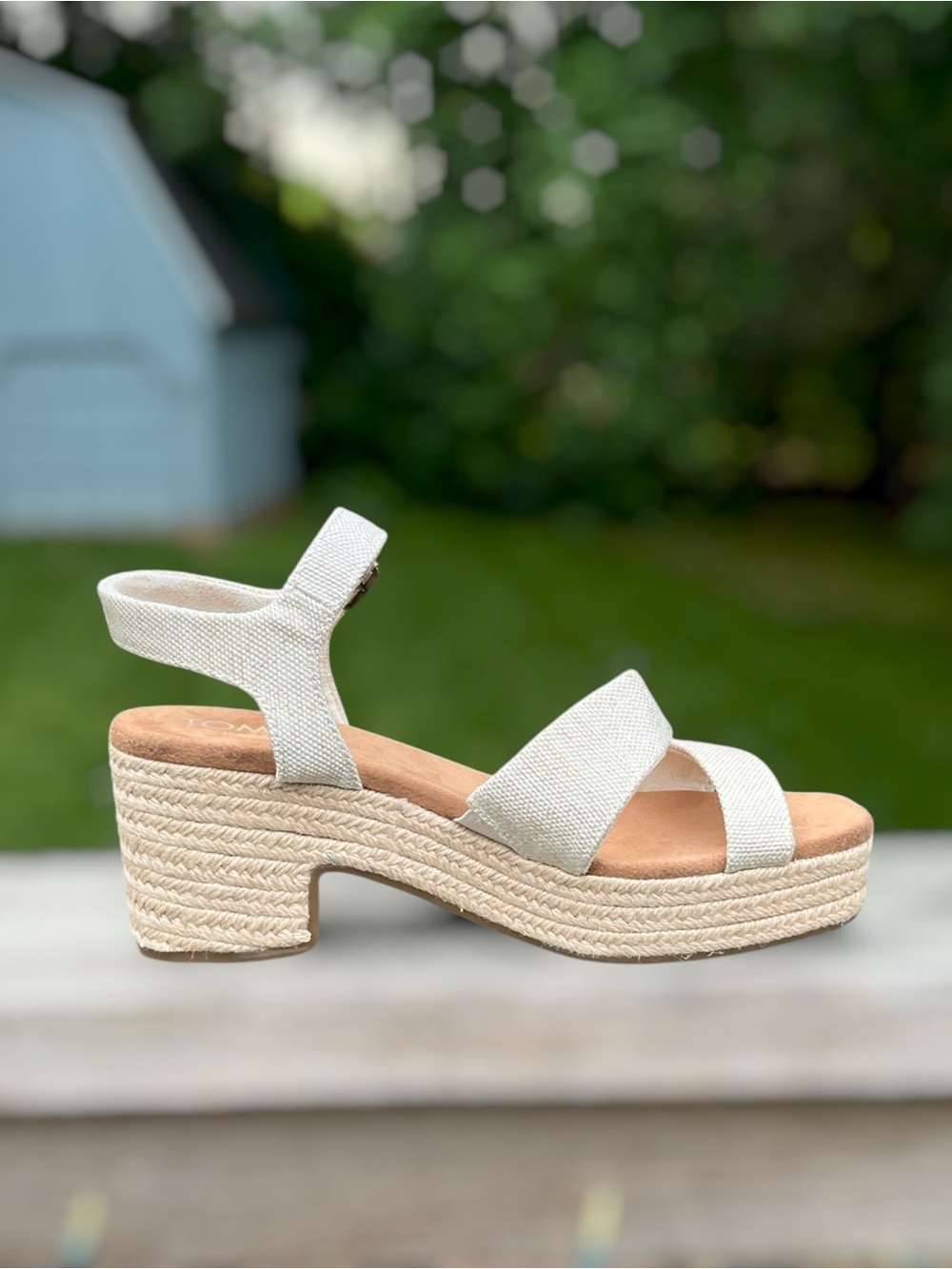 TOMS Kiki Natural Yarn Dye Espadrille Platform Sandals NWT Size 9 - Picture 5 of 10